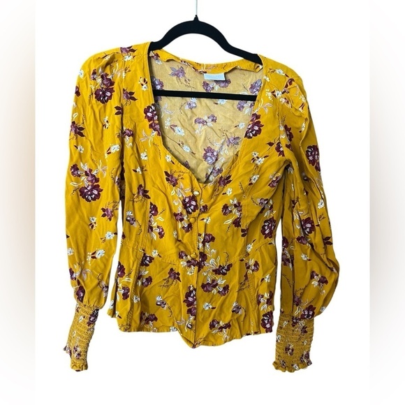 Abound Tops - Abound Mustard Floral Blouse